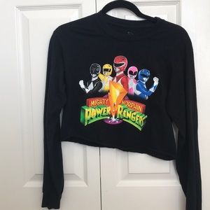 power rangers long sleeve cropped  shirt